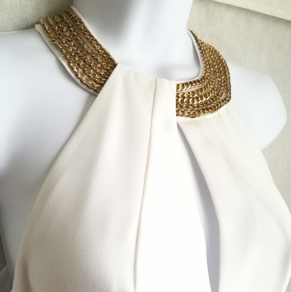 0 MARCIANO White Dress with Gold Chain Neckline - Picture 3 of 10